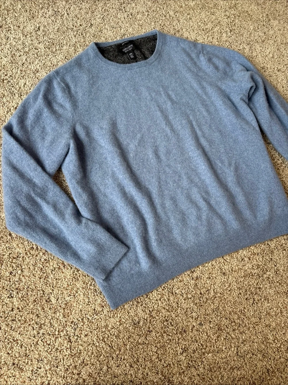 Nordstrom 100% Cashmere Sweater Mens Size XXL Blue Crew Neck Soft Lightweight